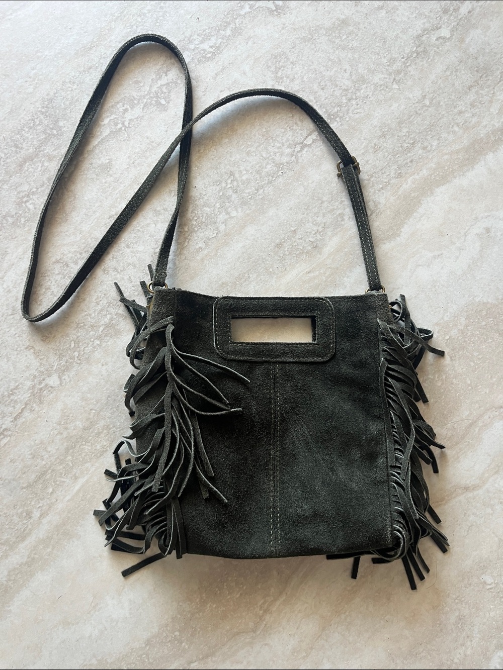 Suede Fringe Crossbody Bag